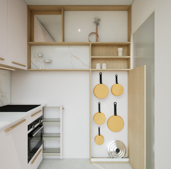Petite cuisine et rangement optimisé