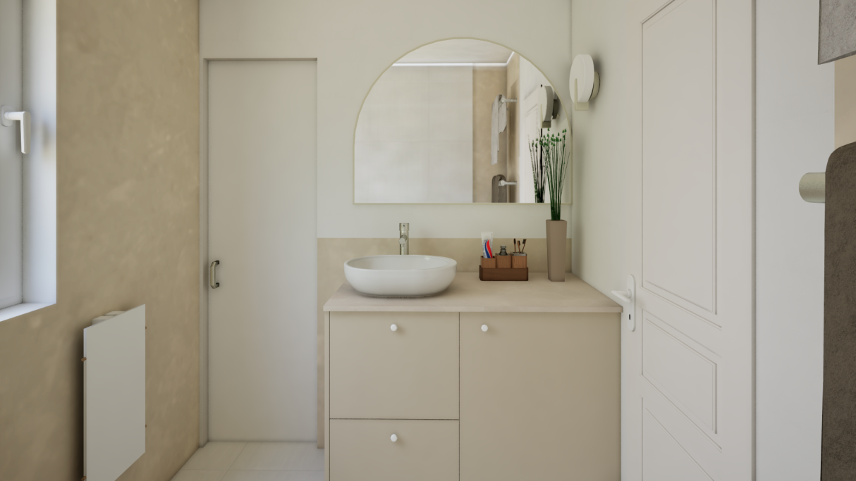 petite salle de bain lumineuse et minimaliste