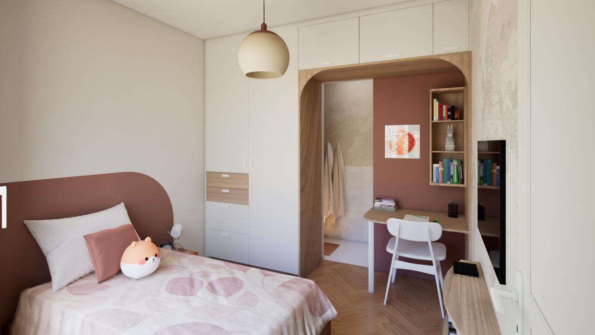 Armoire modulable intégrée et minimaliste. 
